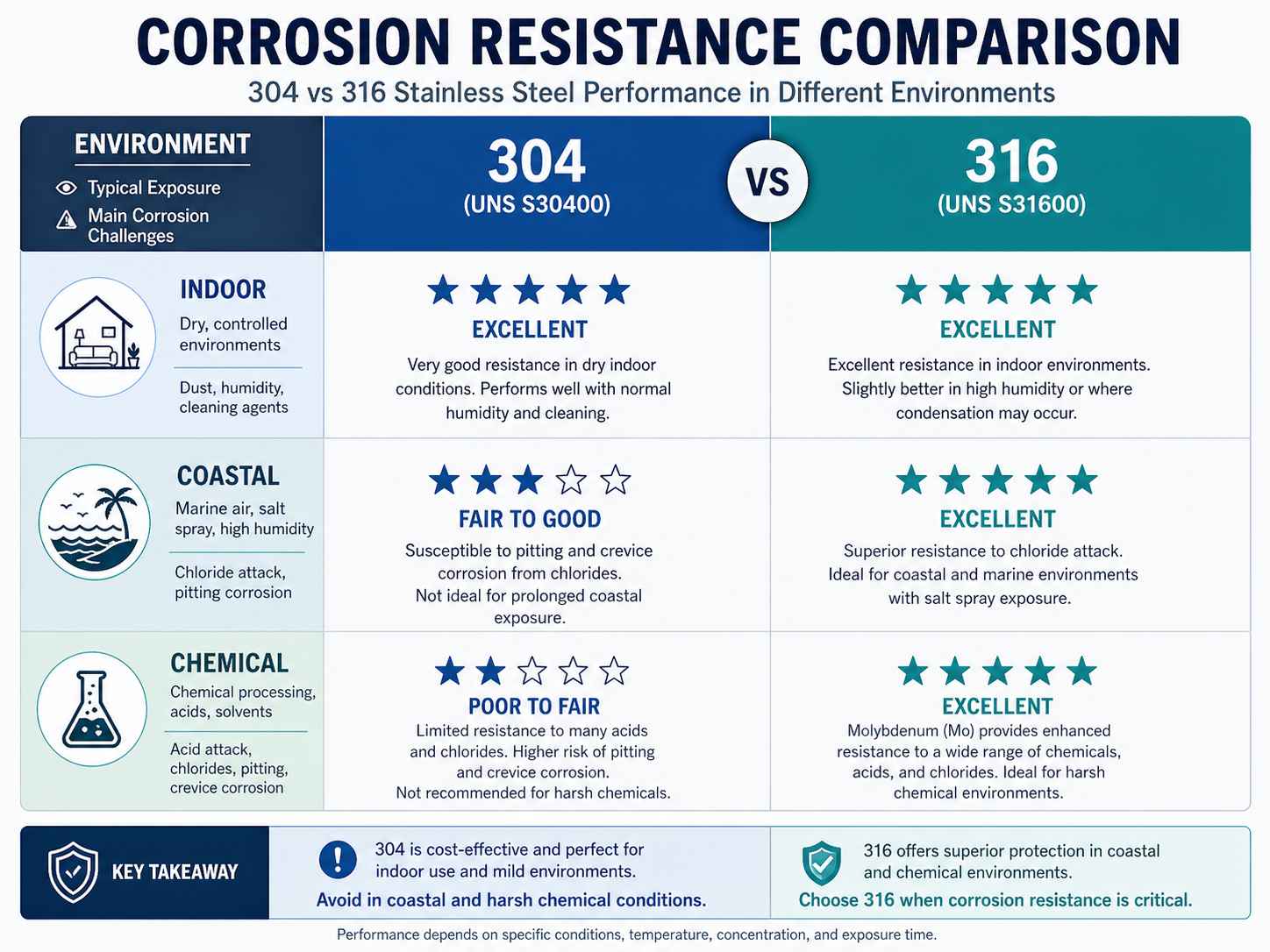 304 vs 316 stainless steel